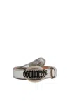 Dsquared2 Silver Logo Solid Formal Belt In Metallic