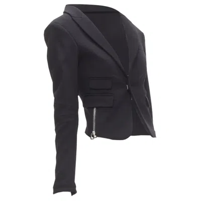 Dsquared2 Silver Punk Barbell Piercing Cropped Blazer In Black