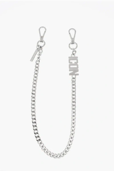 Dsquared2 Silver-tone Metal Be Icon Pant's Chain In Metallic