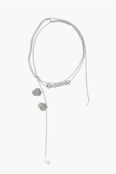 Dsquared2 Silver-tone Metal Wrap Necklace With Lettering Logo Grösse Unica