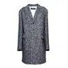 Dsquared2 Single Breasted Wool Coat Black And White Chevron Pattern In Blue