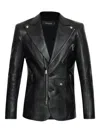 Dsquared2 Single-breasted Leather Blazer In Black