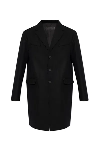 Dsquared2 Single-breasted Midi Coat In Black