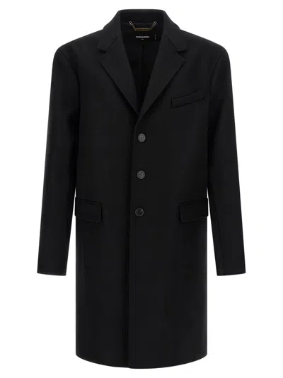 DSQUARED2 SINGLE-BREASTED MIDI COAT WITH MONOGRAM LINING