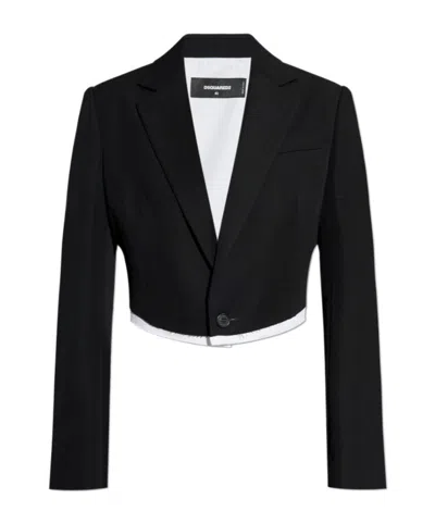 Dsquared2 Raw-finish Blazer In Black