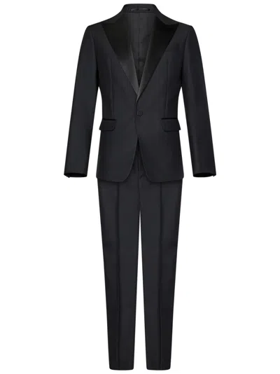 Dsquared2 Single-breasted Suit With Satin Lapel In Black