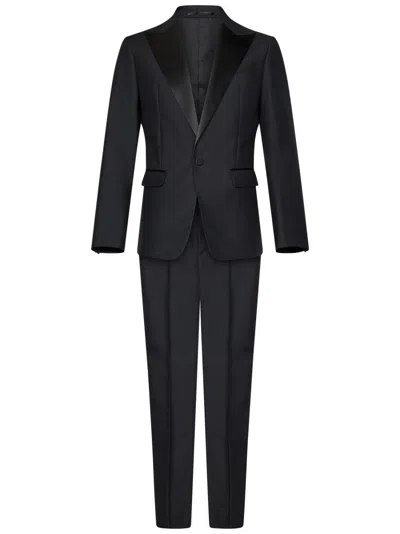 Dsquared2 Single-breasted Suit With Satin Lapel In Black