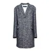 Dsquared2 Single Breasted Wool Coat Black And White Chevron Pattern In Blue