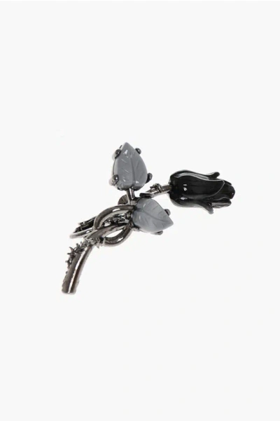 Dsquared2 Single Clip Earring With Rose Shaped Design In Metallic