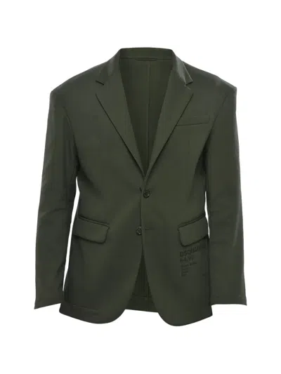 Dsquared2 Single-breasted Logo-print Blazer In Green