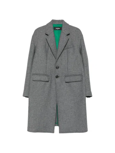 Dsquared2 Single-breasted Notched-lapel Coat In Gray