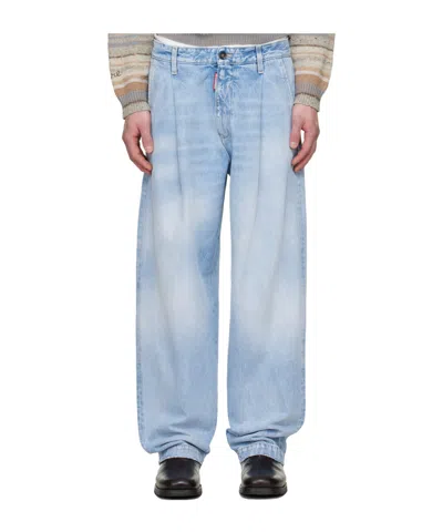 Dsquared2 Single-pleated Denim Pants In Blue