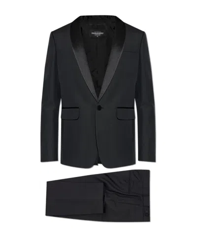 Dsquared2 Single-vent Tuxedo Suit In Black