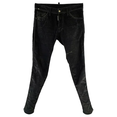 Pre-owned Dsquared2 Size 32 Black Corduroy Cotton Blend Button Fly Casual Pants