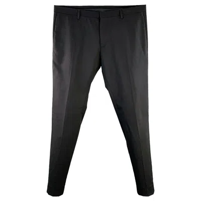 Pre-owned Dsquared2 Size 38 Black Virgin Wool Blend Flat Front Dress Pants