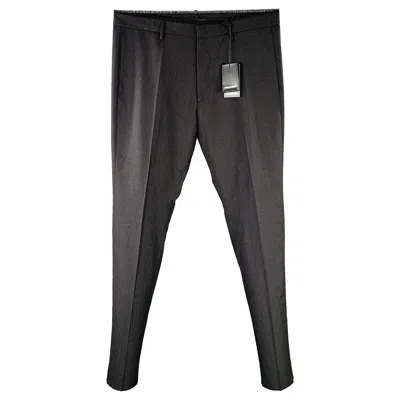 Pre-owned Dsquared2 Size 38 Grey Black Checkered Wool Raw Edge Dress Pants In Gray