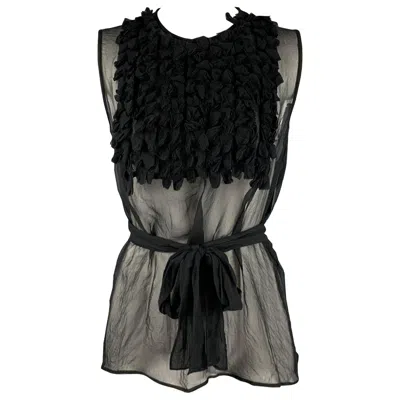 Pre-owned Dsquared2 Size 4 Black Chiffon Ruffled Sleeveless Dress Top