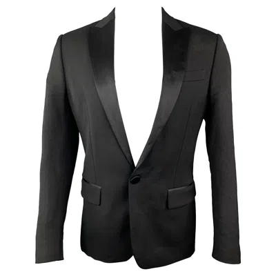 Pre-owned Dsquared2 Size 40 Black Wool Blend Satin Peak Lapel Tuxedo Jacket