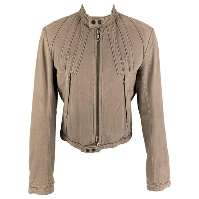 Pre-owned Dsquared2 Size 40 Taupe Moleskin Zip Up Jacket In Brown