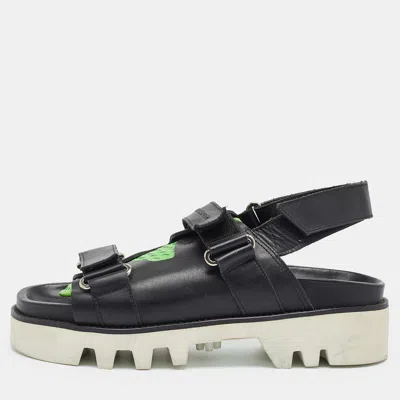 Pre-owned Dsquared2 Size 41 Black Leather Flat Slingback Sandals