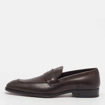 Pre-owned Dsquared2 Size 41.5 Dark Brown Leather Penny Slip On Loafers