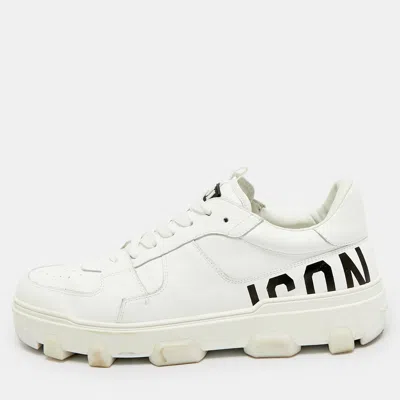Pre-owned Dsquared2 Size 43 White Leather Icon Basket Lace Up Sneakers