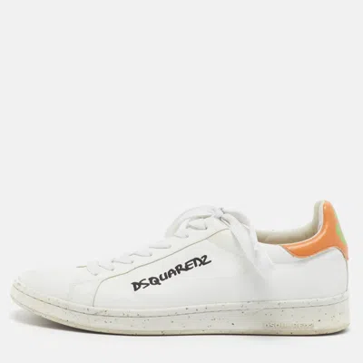 Pre-owned Dsquared2 Size 43 White Leather Lace Up Sneakers