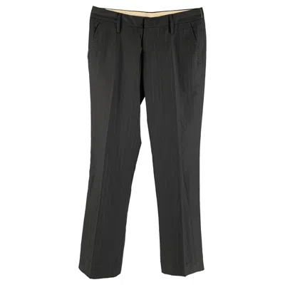 Pre-owned Dsquared2 Size 6 Black Navy Wool Stripe Zip Fly Dress Pants In Blue