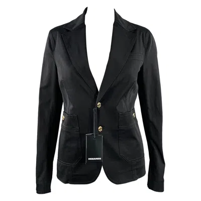 Pre-owned Dsquared2 Size 8 Black Cotton Blend Single Breasted Jacket