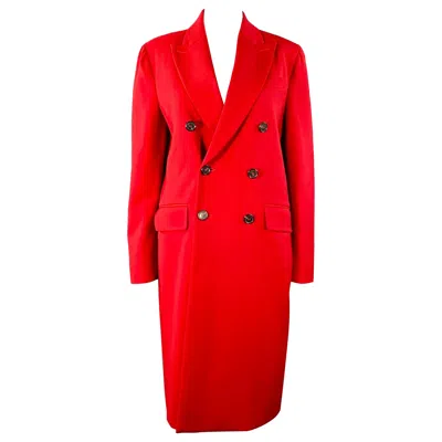 Pre-owned Dsquared2 Size M Red Wool Blend Double Breasted Peak Lapel Coat