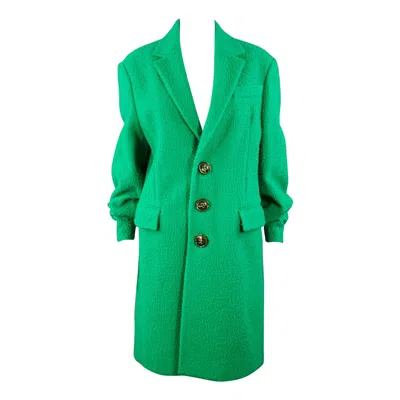 Pre-owned Dsquared2 Size S Green Wool Textured Faux Fur Notch Lapel Coat