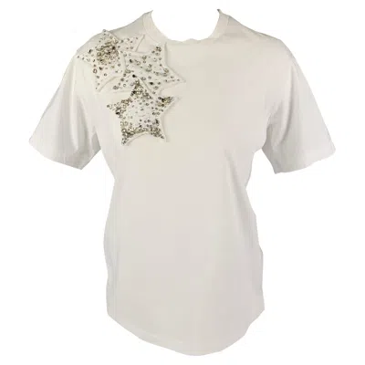 Pre-owned Dsquared2 Size Xs White Cotton Applique Crew-neck T-shirt