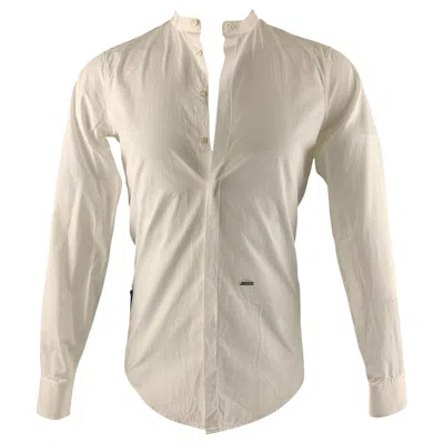 Pre-owned Dsquared2 Size Xs White Solid Cotton Nehru Collar Long Sleeve Shirt