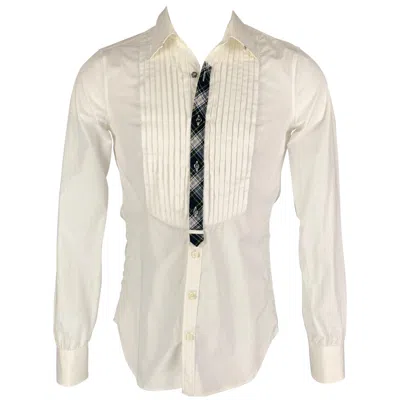 Pre-owned Dsquared2 Size Xxs White Cotton Tuxedo Long Sleeve Shirt