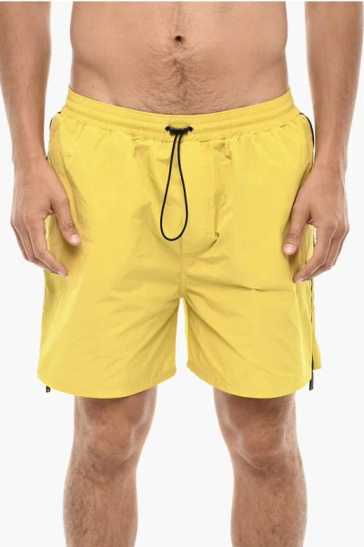 Dsquared2 Size Zipped Swim Shorts In Yellow