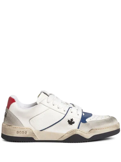 Dsquared2 Men's Spike Leather Sneakers In White+blue+red