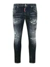 Dsquared2 Black Distressed Slim Fit Jeans With Comfortable Stretch In Black