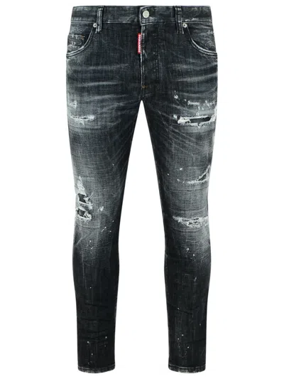 Dsquared2 Logo Patch Distressed Skinny Jeans In Black