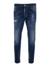Dsquared2 Blue Jeans With Belt Loops And Logo Patch On The Rear In Blue