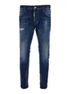 Dsquared2 Blue Jeans With Belt Loops And Logo Patch On The Rear In Blue