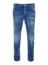Dsquared2 Skater Blue Jeans With Logo Patch On The Rear And Distressed Effect In Denim Man In Multicolor