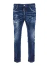 Dsquared2 Blue Jeans With Ripped Details And Logo Patch On The Rear In Denim Man In Blue