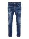 Dsquared2 'skater' Blue Skinny Jeans With Paint Stains In Blu