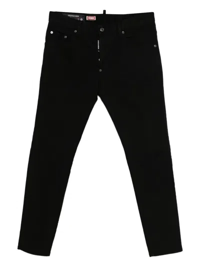 Dsquared2 Button-fastening Five-pocket Jeans With Tonal Stitching In Black