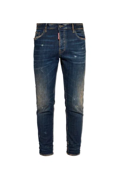 Dsquared2 Skater Distressed Skinny Jeans In Blue