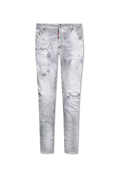 Dsquared2 Skater Distressed Jeans In Grey