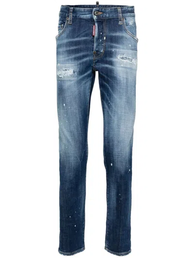 Dsquared2 Skater Distressed Skinny Jeans In Blue