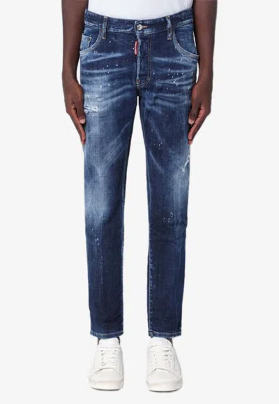 Dsquared2 Skater Distressed Slim Jeans In Blue