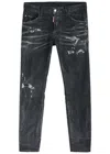 Dsquared2 Skater Distressed Slim-leg Jeans In Black