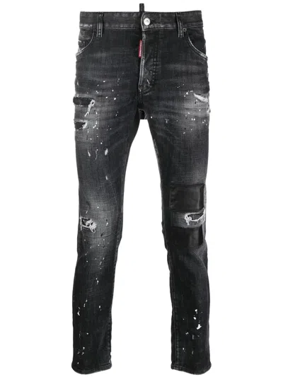 Dsquared2 Skater Distressed-finish Jeans In Black